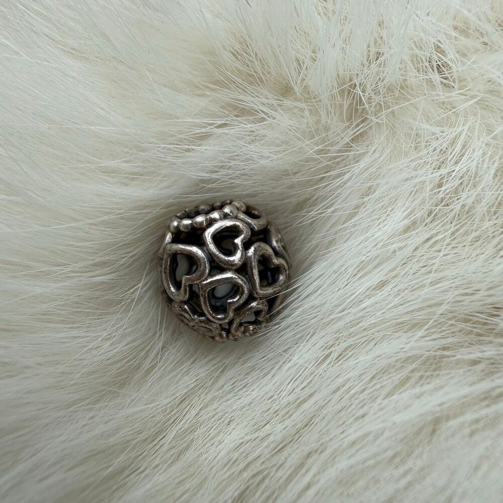 Authentic Pandora 925 Open Hearts Bead Charm 790964